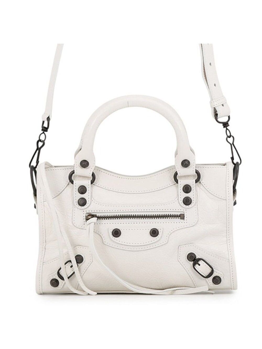 Balenciaga Shoulder Bag le City Mini Arena Lambskin 2-Way White
